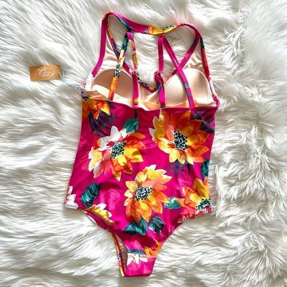 Kona Sol Floral Strappy Back One Piece Swimsuit - Picture 4 of 7